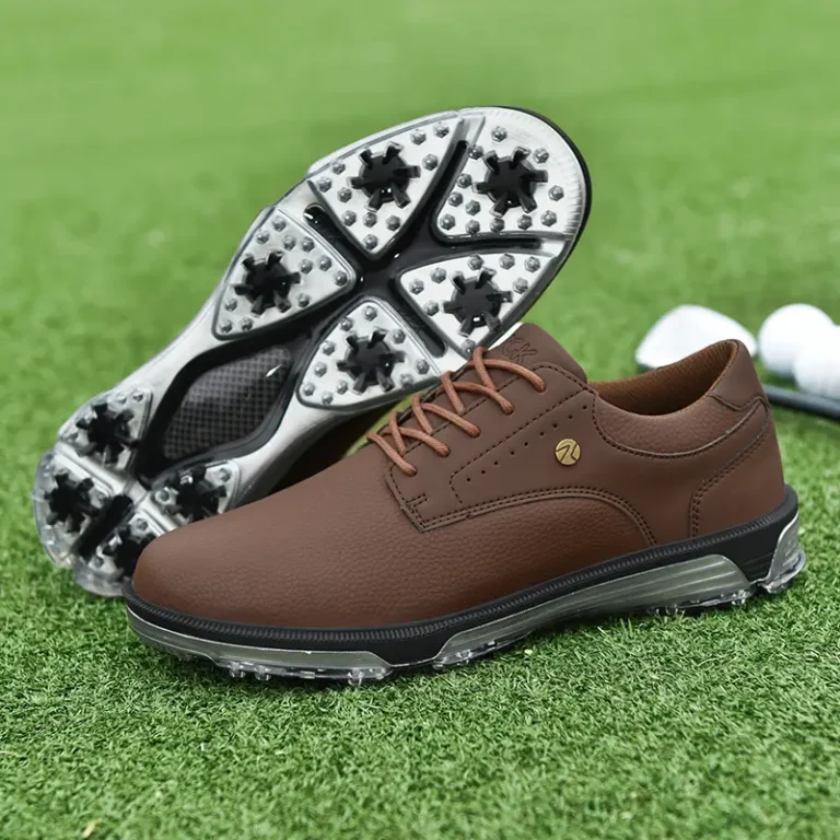 brown leather golf shoes spikes main 1