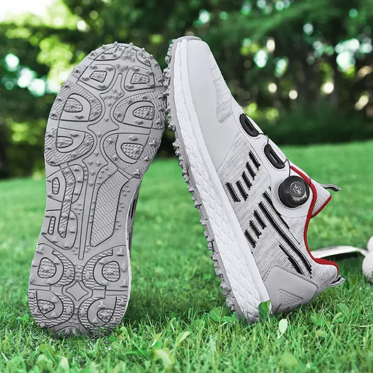 grey knit golf shoes red accents main 1