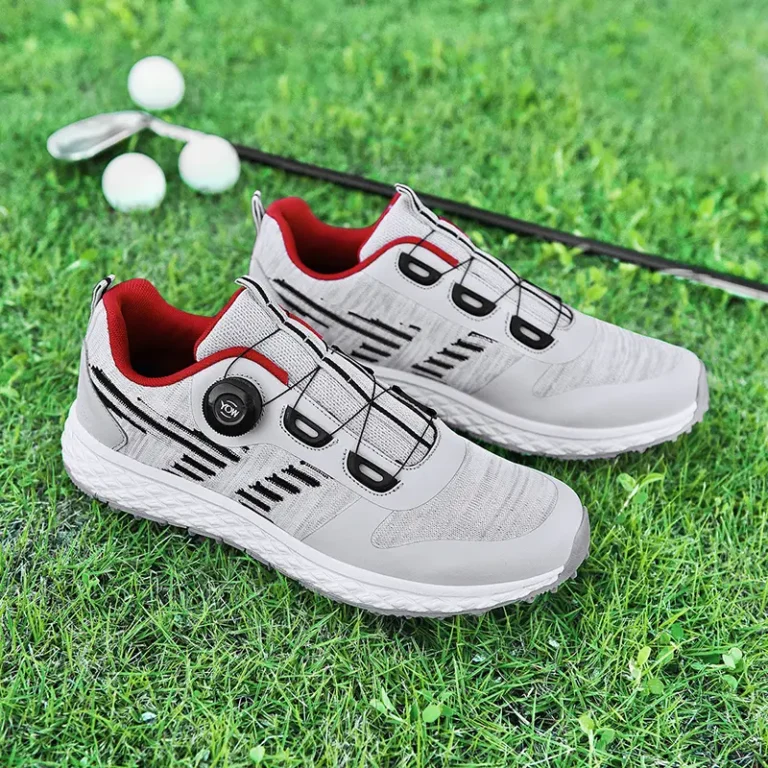 grey knit golf shoes red accents main 3