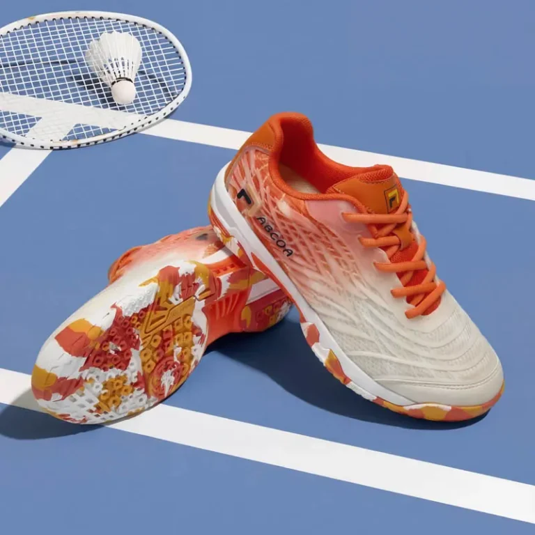 orange white breathable badminton shoes main 1