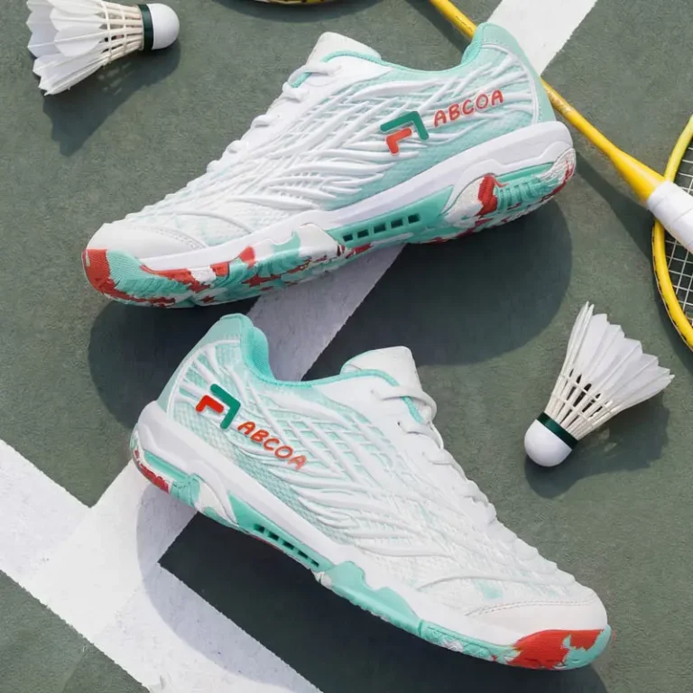 orange white breathable badminton shoes main 5