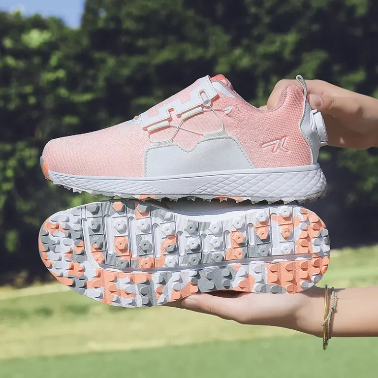 pink white golf shoes removable spikes main 2