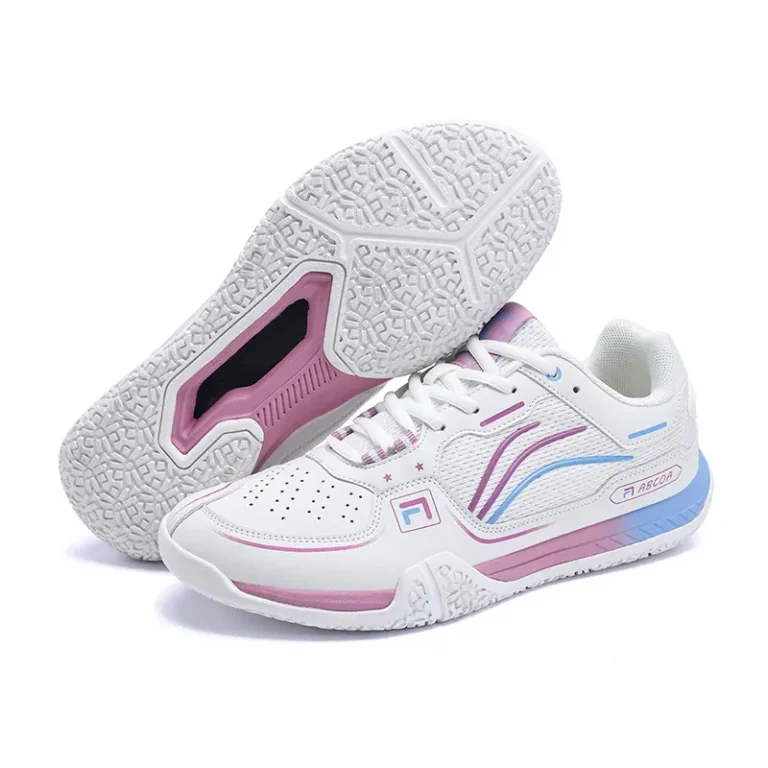 white badminton shoes pink blue accents main 1