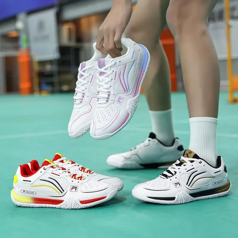 white badminton shoes pink blue accents main 4