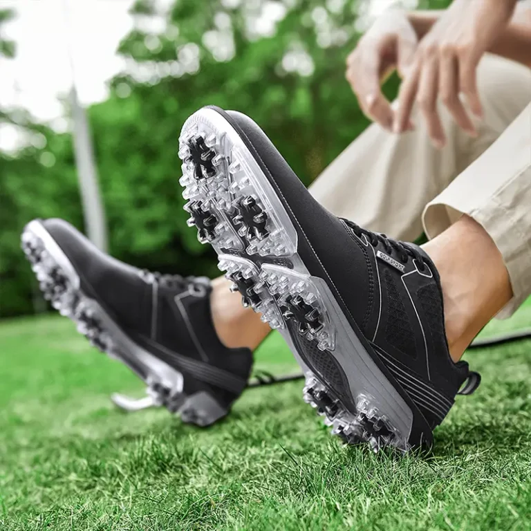 white grey golf shoes black spikes main 2