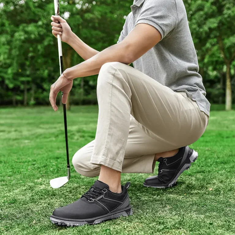 white grey golf shoes black spikes main 3
