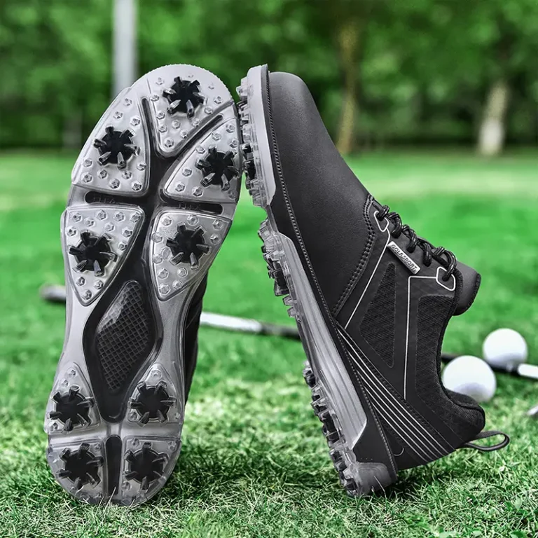 white grey golf shoes black spikes main 5