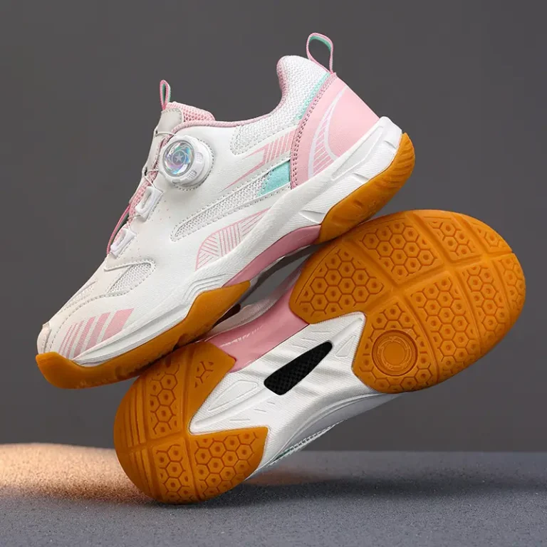 white rotary dial badminton shoes blue sole main 2