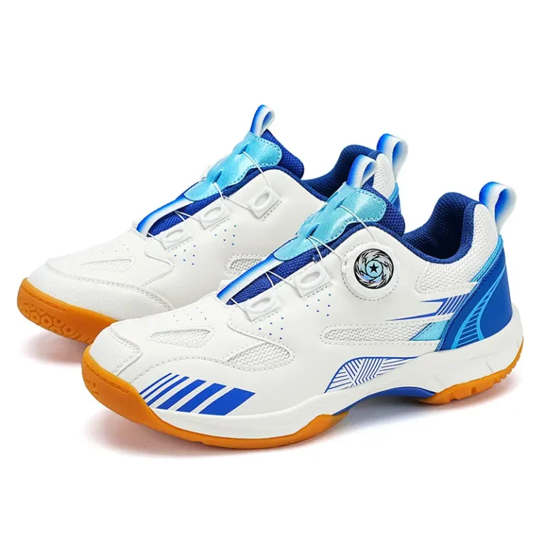 white rotary dial badminton shoes blue sole main 3