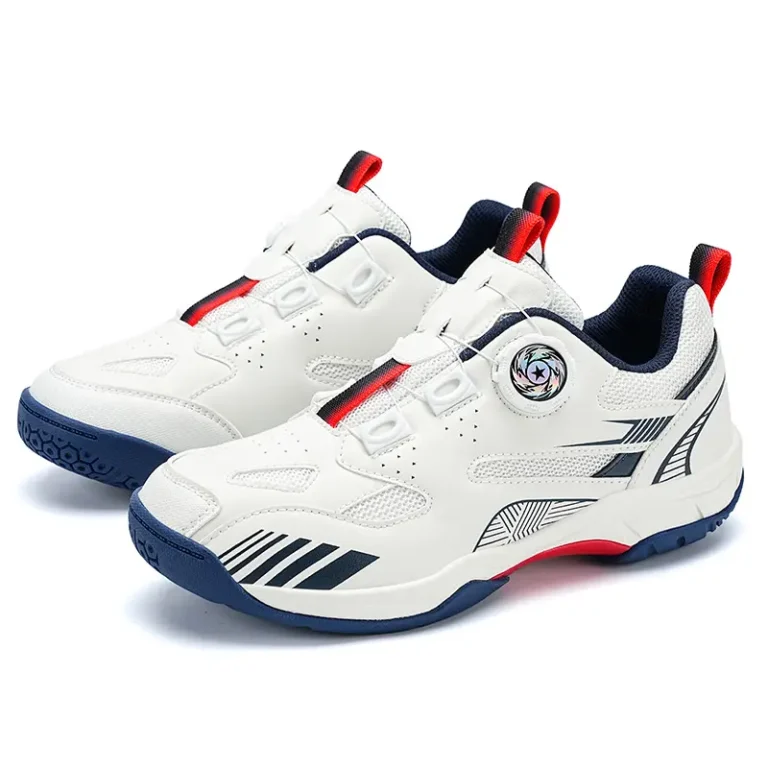 white rotary dial badminton shoes blue sole main 5