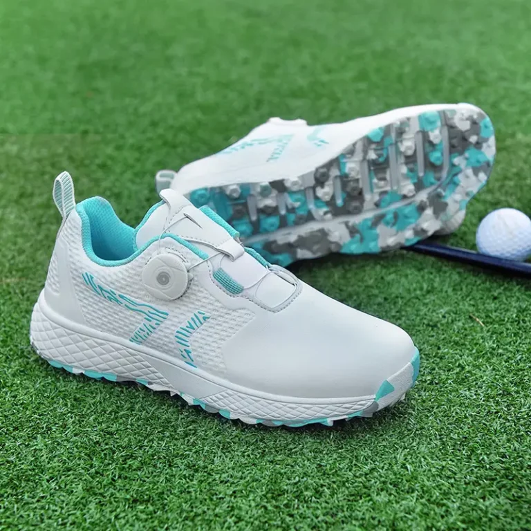 white teal dial lacing golf shoes main 1