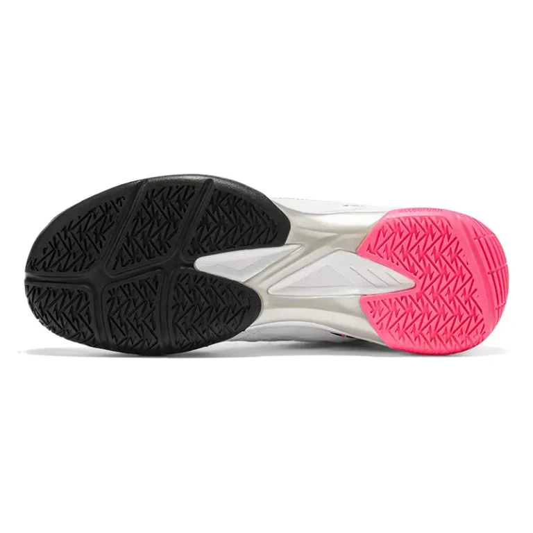 white tennis shoes pink black outsole main 1
